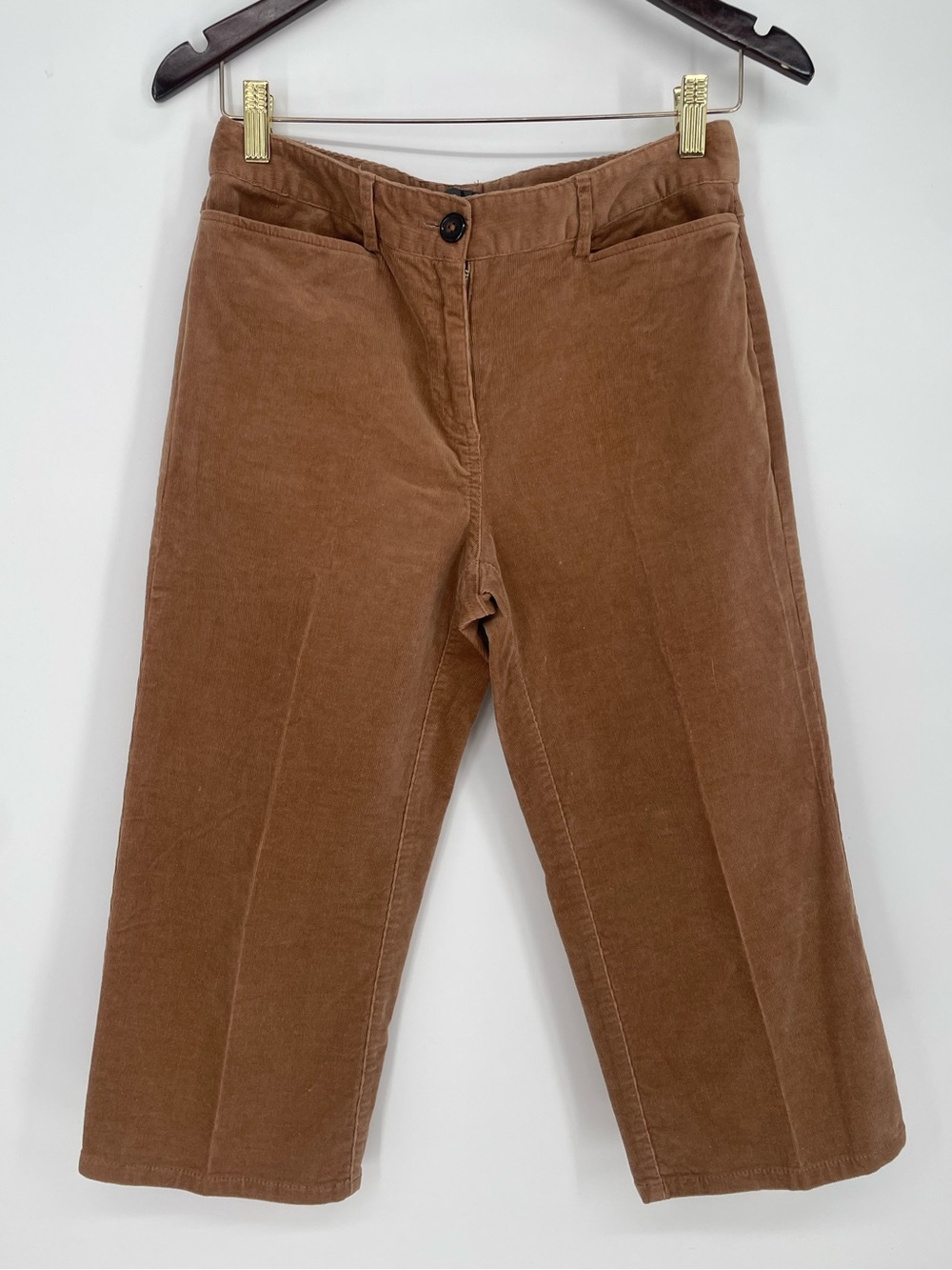 90s Y2K Camel Brown Corduroy Capris George Cropped Pants Stretch Cotton Blend